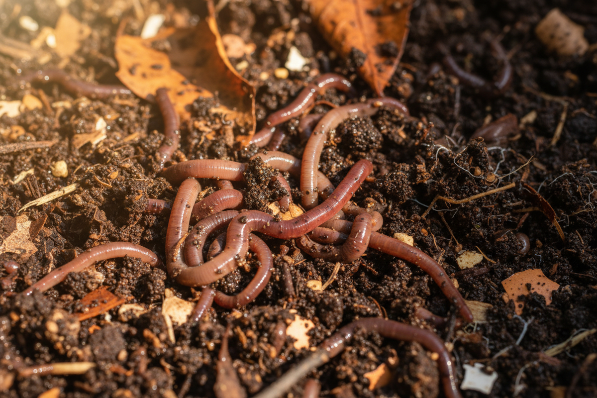 Macro vers de terre compost