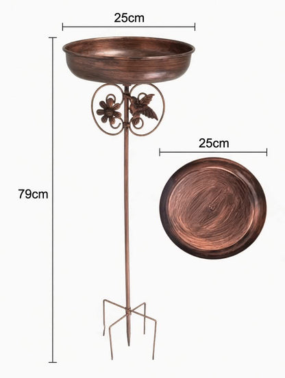 Dimensions du bain d'oiseaux sur pied en métal - hauteur et largeur du plateau