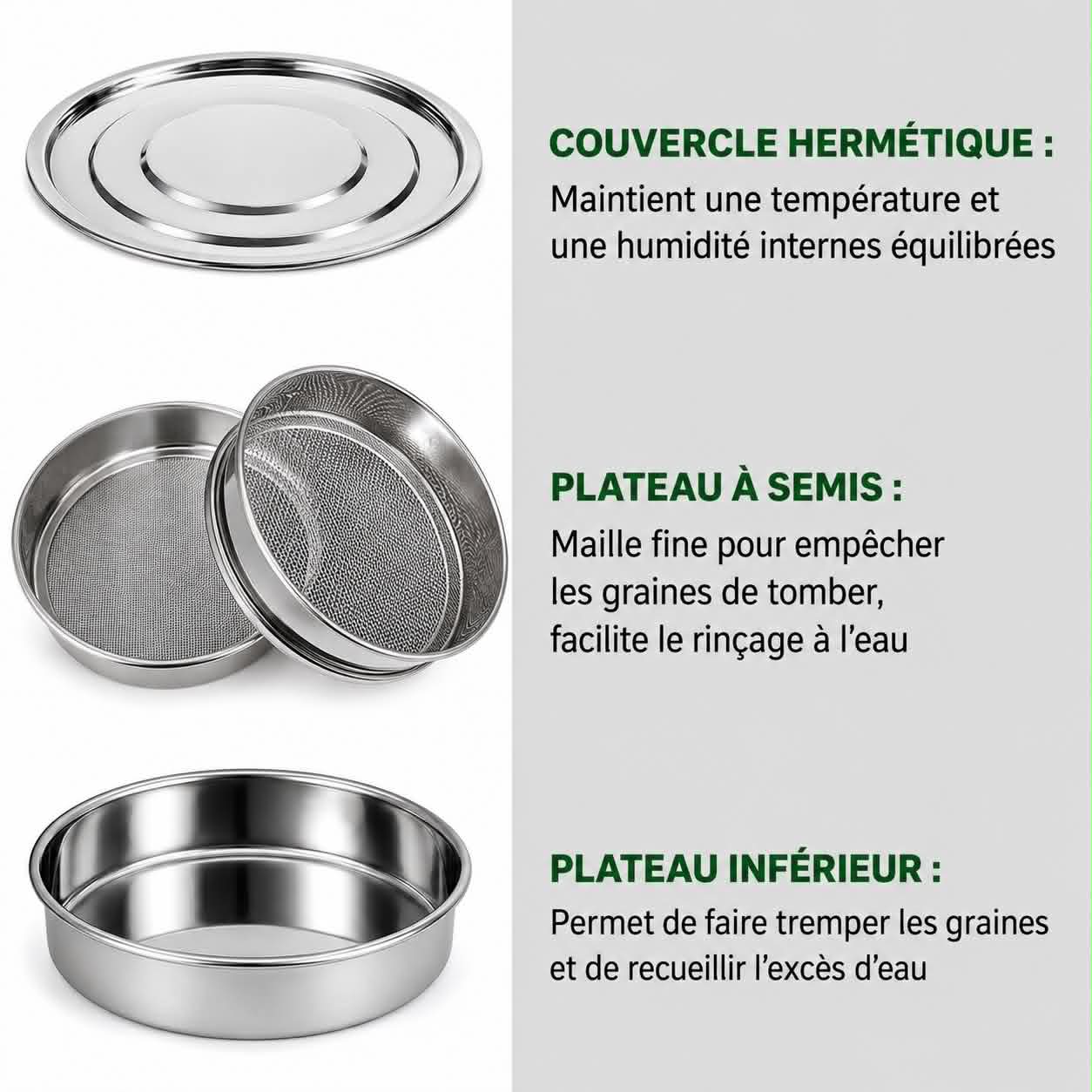 Composition du kit de germination avec explication de chaque composants